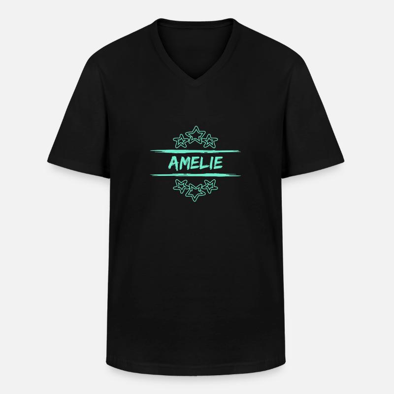Amelie Amelie - Männer-T-Shirt mit V-Ausschnitt - Schwarz