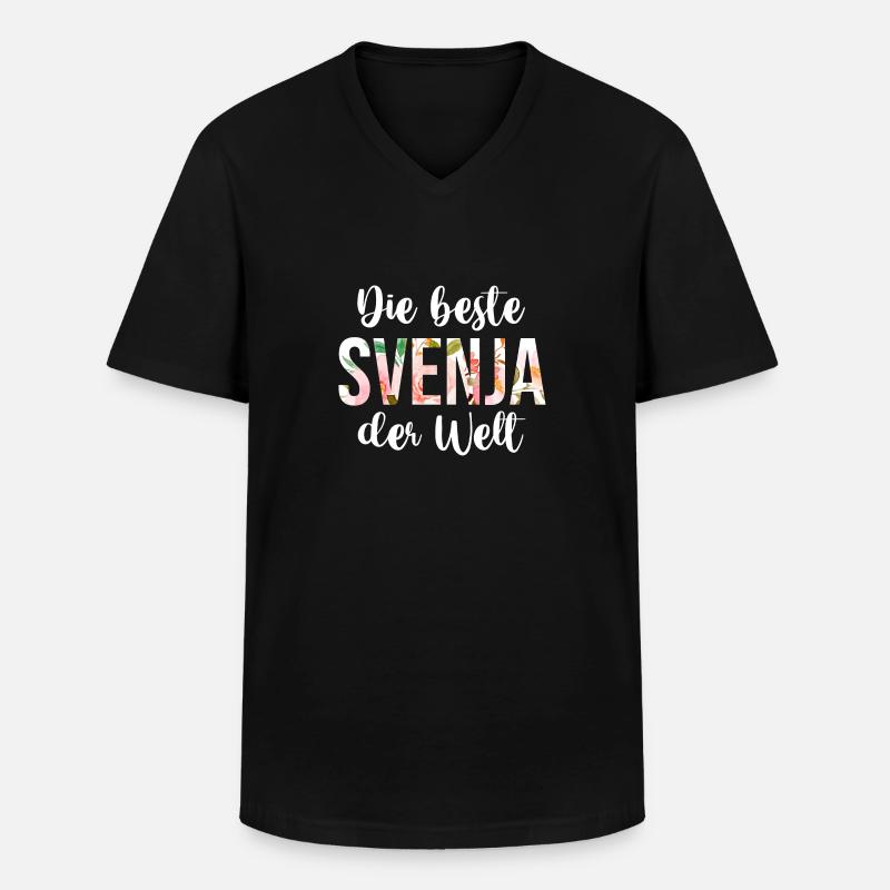 Svenja - Männer-T-Shirt mit V-Ausschnitt - Schwarz