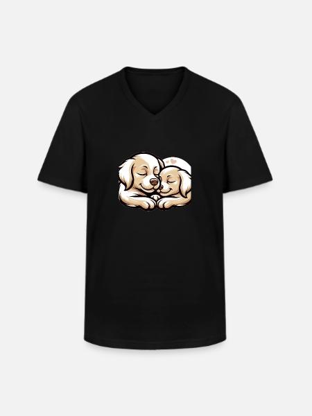 Two Dogs In Love - Men's V-Neck T-Shirt - black