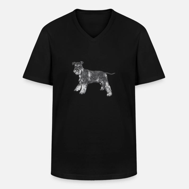 Zwergschnauzer Hund Schnauzer - Männer-T-Shirt mit V-Ausschnitt - Schwarz