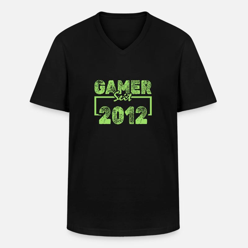 2012 - Männer-T-Shirt mit V-Ausschnitt - Schwarz