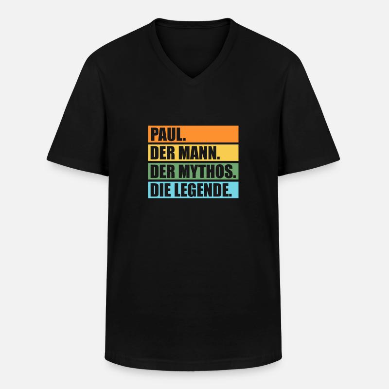 Paul - Männer-T-Shirt mit V-Ausschnitt - Schwarz