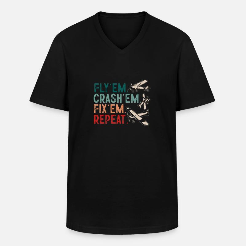 Ferngesteuertes Flugzeug Modellflugzeug - Männer-T-Shirt mit V-Ausschnitt - Schwarz