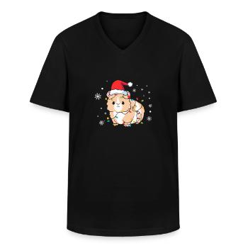 Hamster Weihnachten - Männer-T-Shirt mit V-Ausschnitt - Schwarz - Vorne - AI Model Male 178 dark (178cm)