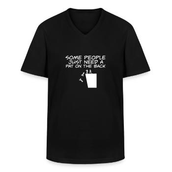 Funny Dark Humor Some People Just Need A Pat On - Männer-T-Shirt mit V-Ausschnitt - Schwarz - Vorne - AI Model Male 178 dark (178cm)