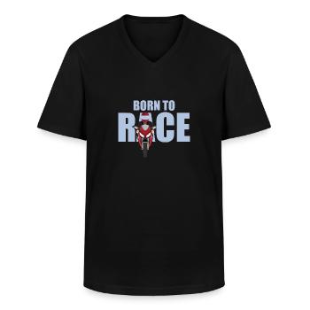 Moto - T-shirt col V Homme - noir - Devant - AI Model Male 178 dark (178cm)
