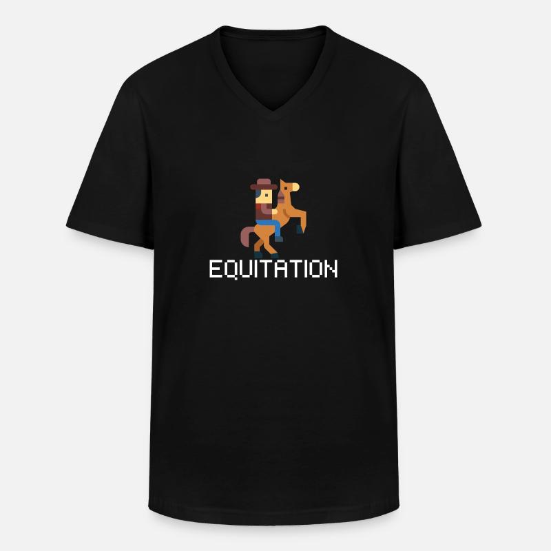 Reiten Pixel- idee Geschenk Reiter - Männer-T-Shirt mit V-Ausschnitt - Schwarz