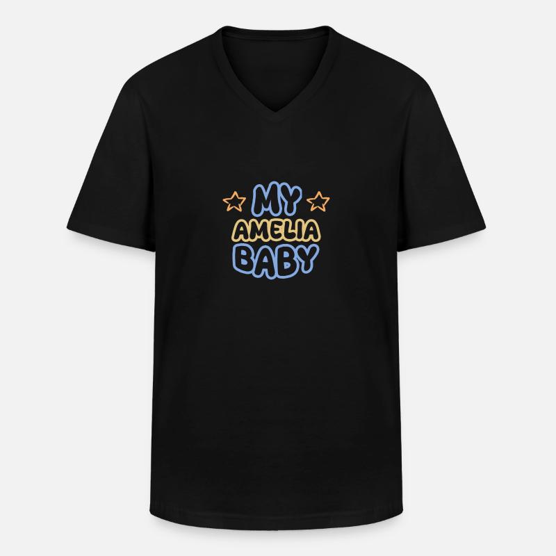 Amelia - Männer-T-Shirt mit V-Ausschnitt - Schwarz