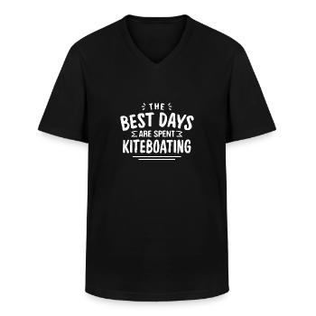 On passe les meilleurs jours à faire du kitesurf Summer Kite - T-shirt col V Homme - noir - Devant - AI Model Male 178 dark (178cm)