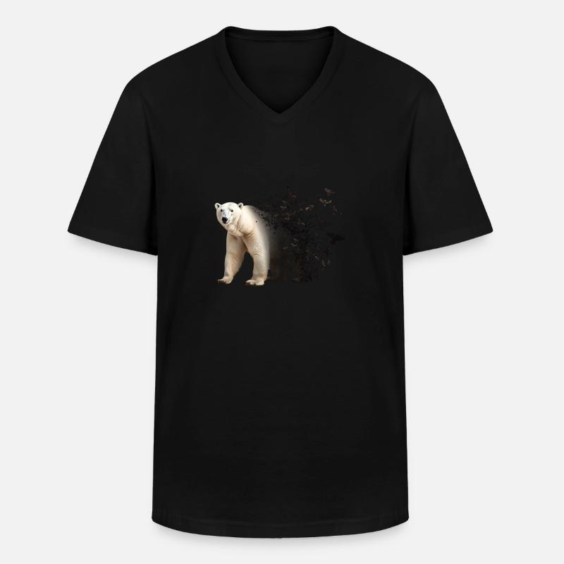 Eisbär - Männer-T-Shirt mit V-Ausschnitt - Schwarz