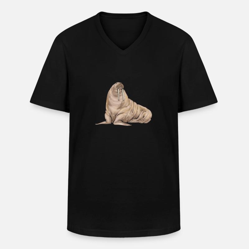 Walross - Männer-T-Shirt mit V-Ausschnitt - Schwarz