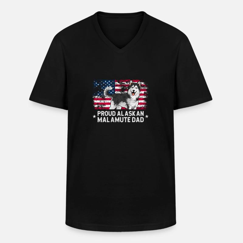 Alaskan Malamute Hund - Männer-T-Shirt mit V-Ausschnitt - Schwarz