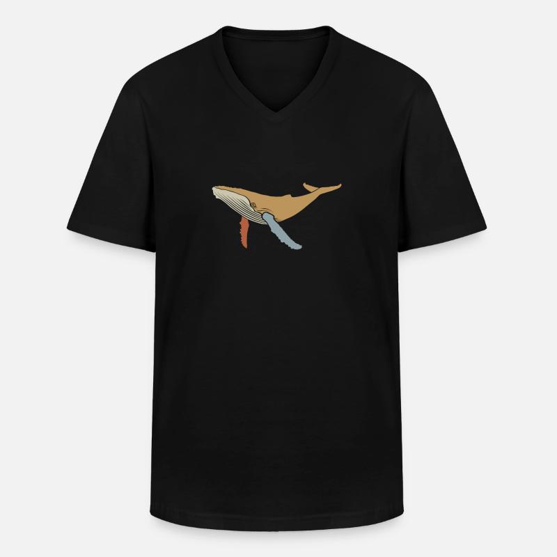 Wal - Buckelwal - Retro - Geschenk - Männer-T-Shirt mit V-Ausschnitt - Schwarz