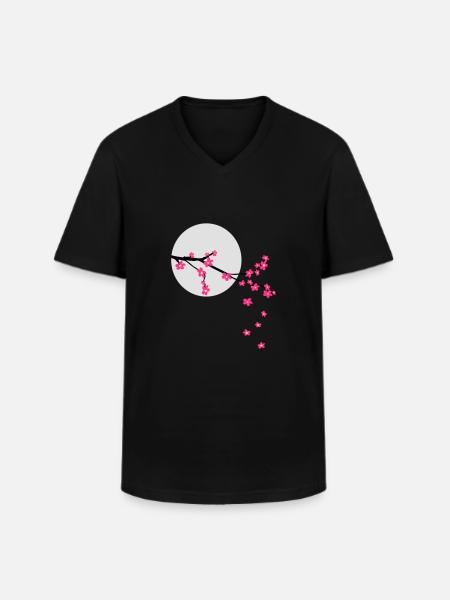 Sakura - T-shirt col V Homme - noir