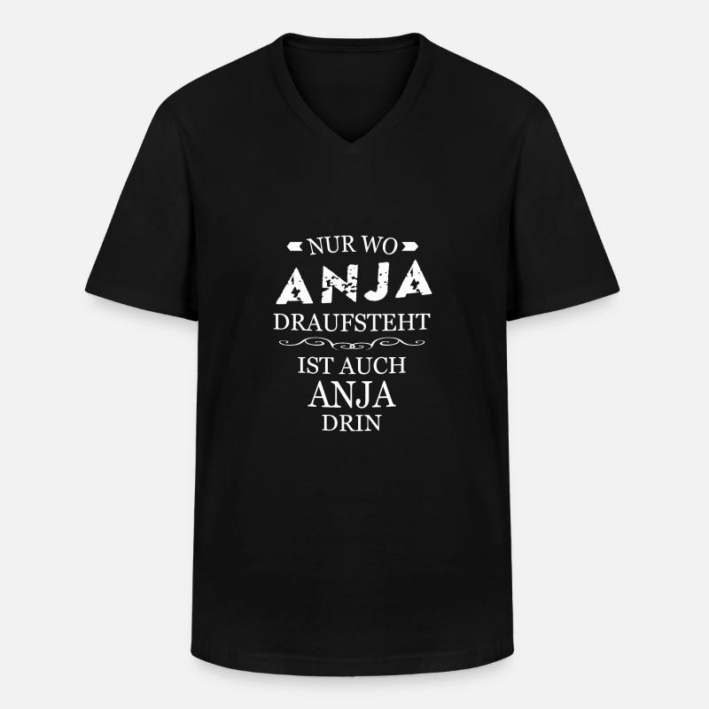 Anja - Männer-T-Shirt mit V-Ausschnitt - Schwarz