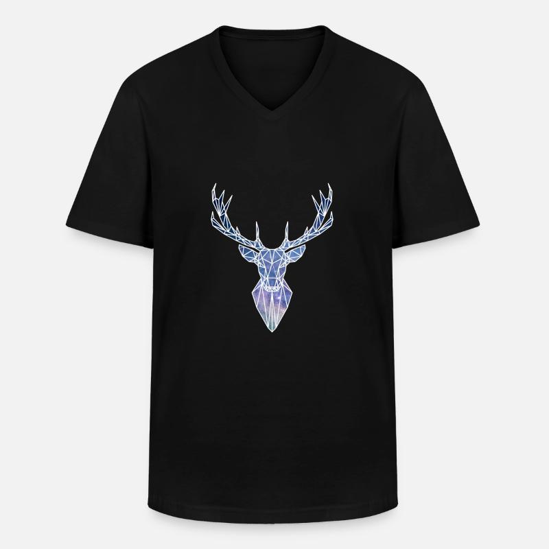 Hirsch Sterne - Männer-T-Shirt mit V-Ausschnitt - Schwarz