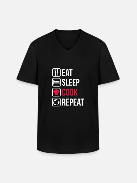 Eat Sleep Cook Repeat - Men's V-Neck T-Shirt - black