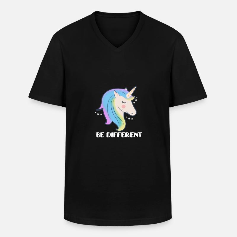 Sei ein anderes Einhorn - Männer-T-Shirt mit V-Ausschnitt - Schwarz