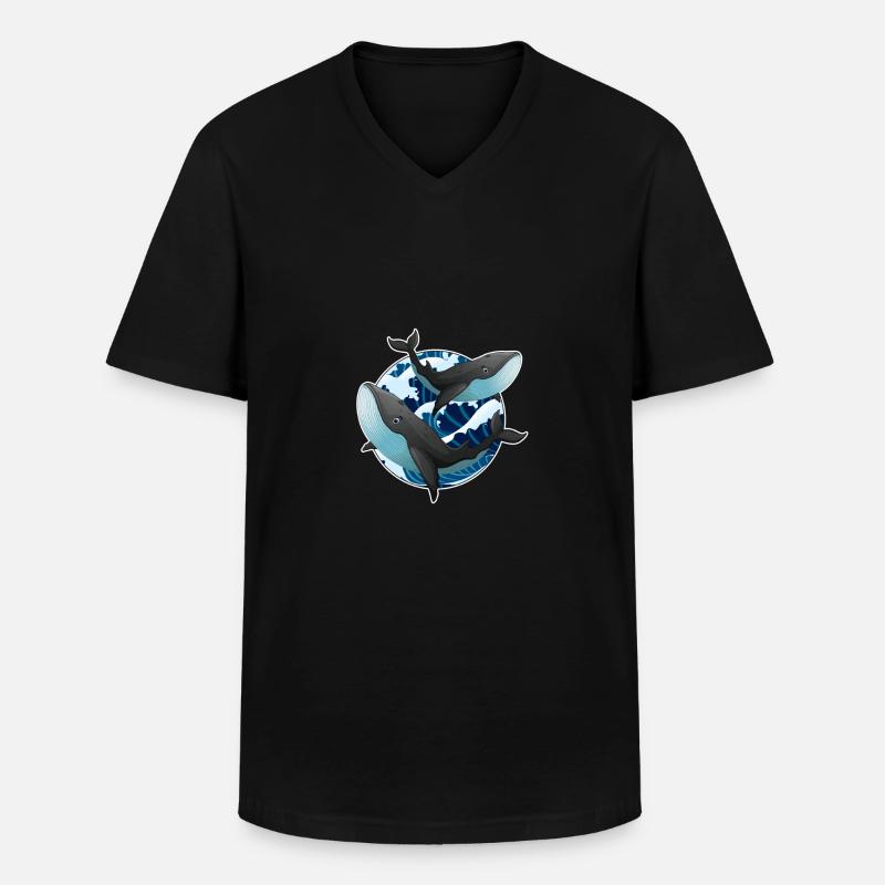 Wale - Männer-T-Shirt mit V-Ausschnitt - Schwarz
