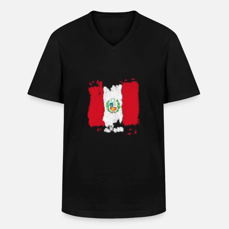 Peru Flagge - Männer-T-Shirt mit V-Ausschnitt - Schwarz