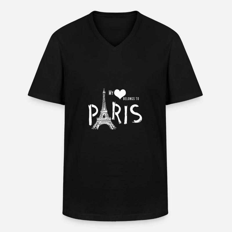 Paris - Männer-T-Shirt mit V-Ausschnitt - Schwarz