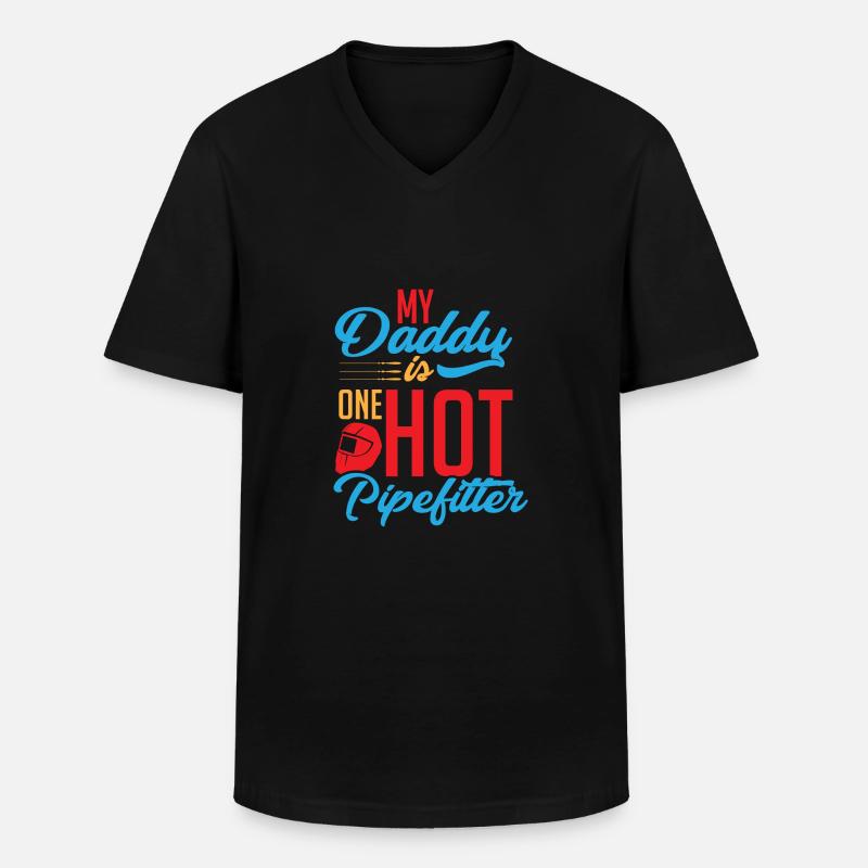 Pipefitter dad - Männer-T-Shirt mit V-Ausschnitt - Schwarz