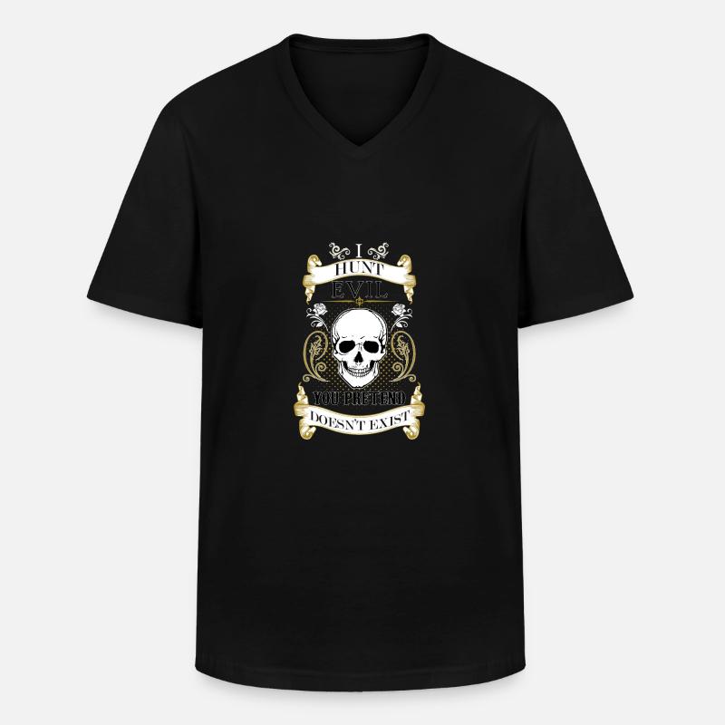 I hunt evil - Männer-T-Shirt mit V-Ausschnitt - Schwarz