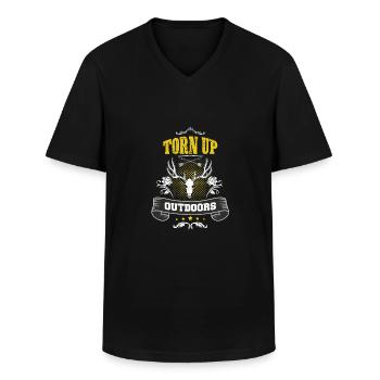 Torn up outdoors - Men's V-Neck T-Shirt - black - Front - AI Model Male 178 dark (178cm)