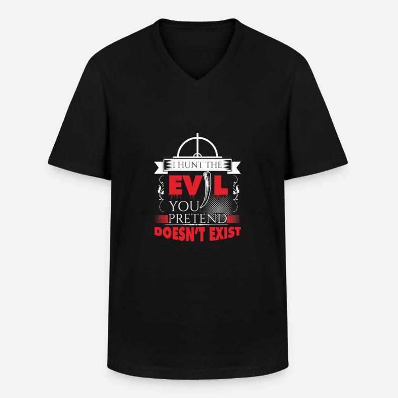 I hunt evil! - Männer-T-Shirt mit V-Ausschnitt - Schwarz