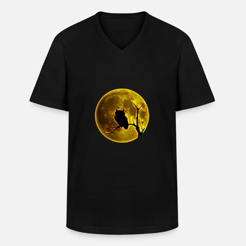 Eule - Männer-T-Shirt mit V-Ausschnitt - Schwarz