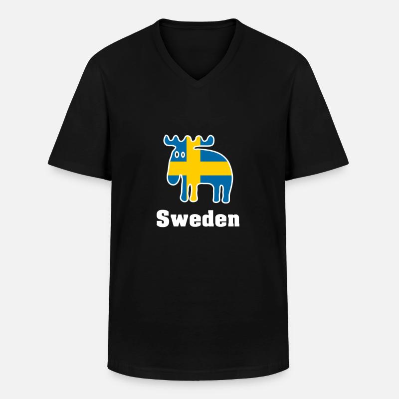 Elk Sweden - Männer-T-Shirt mit V-Ausschnitt - Schwarz