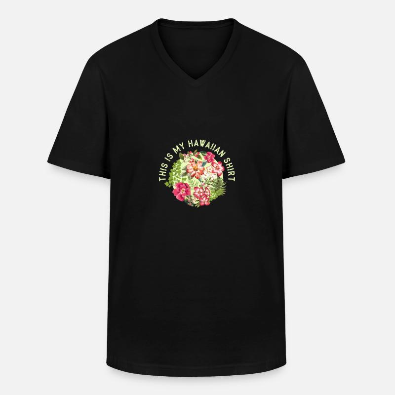 Hawaii Hemd - Männer-T-Shirt mit V-Ausschnitt - Schwarz