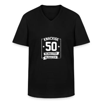 Crisp 50 50th birthday 50 years gift - Men's V-Neck T-Shirt - black - Front - AI Model Male 178 dark (178cm)