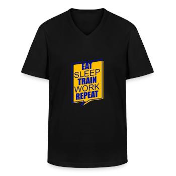 Essen Trainieren Schlafen - Männer-T-Shirt mit V-Ausschnitt - Schwarz - Vorne - AI Model Male 178 dark (178cm)