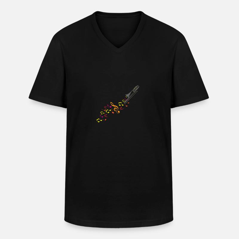 Trombone And Musical Notes - Men's V-Neck T-Shirt - black