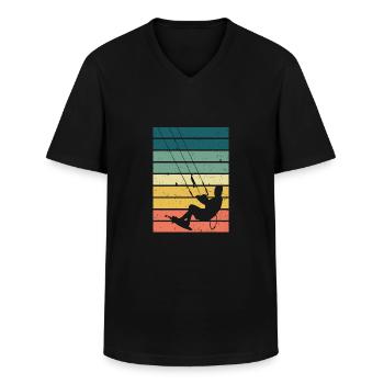 Kitesurfen - kiteboard kitesurfen surfer geschenk - Klassiek mannen T-shirt met V-hals - zwart - Voor - AI Model Male 178 dark (178cm)