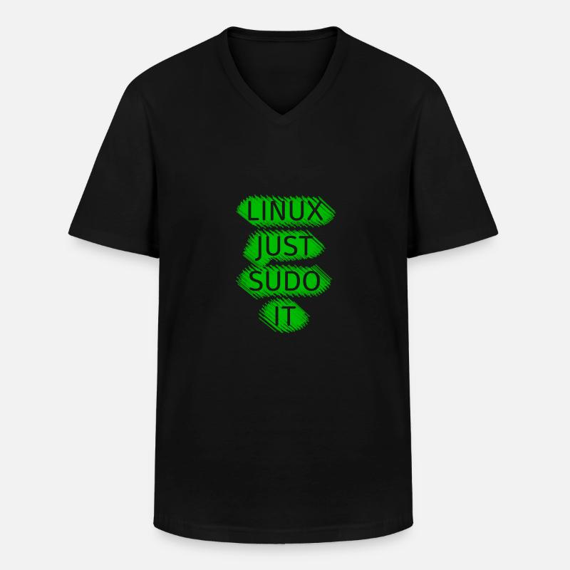Linux Ubuntu SUDO - Männer-T-Shirt mit V-Ausschnitt - Schwarz