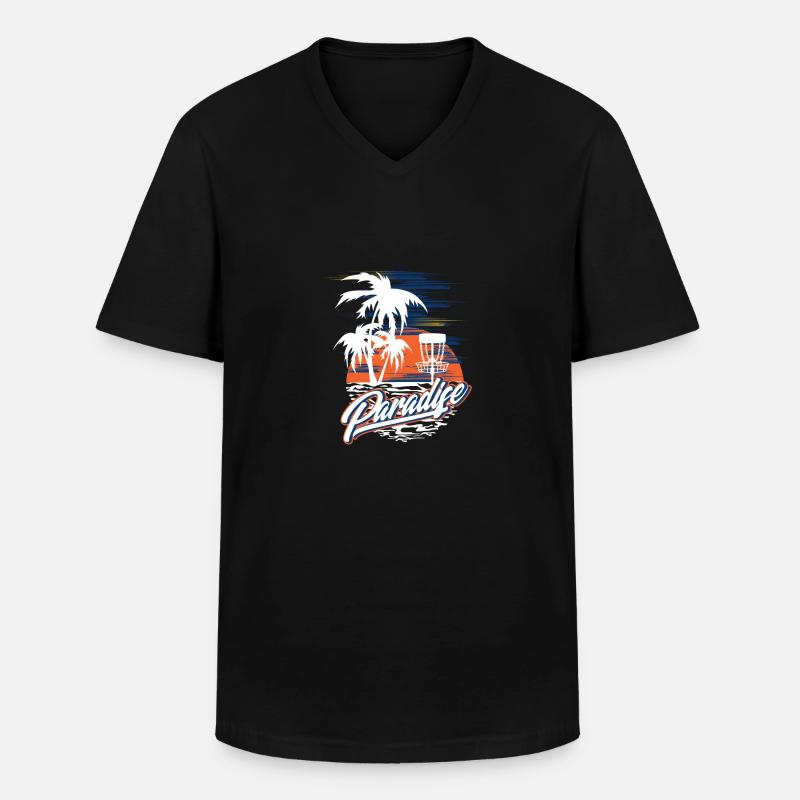Paradise Disc Golf - Männer-T-Shirt mit V-Ausschnitt - Schwarz
