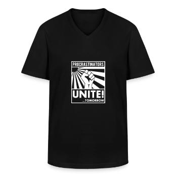 Procrastinators Unite! ... Tomorrow - Men's V-Neck T-Shirt - black - Front - AI Model Male 178 dark (178cm)
