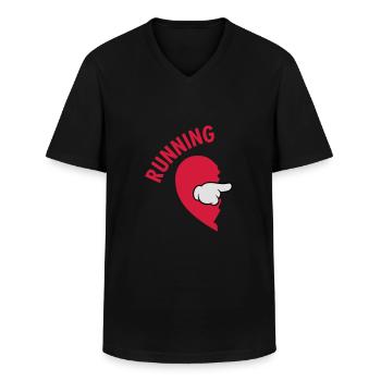 Running Partner (Part 1) - Klassiek mannen T-shirt met V-hals - zwart - Voor - AI Model Male 178 dark (178cm)