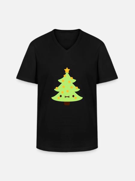 Arbre de Noël avec visage - T-shirt col V Homme - noir