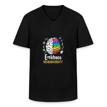 Embrace Neurodiversity - Men's V-Neck T-Shirt - black - Front - AI Model Male 178 dark (178cm)