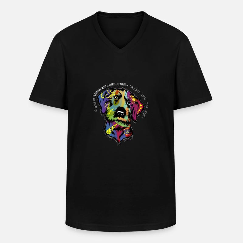 Deutsch Drahthaar Hund Design Kunst - Männer-T-Shirt mit V-Ausschnitt - Schwarz