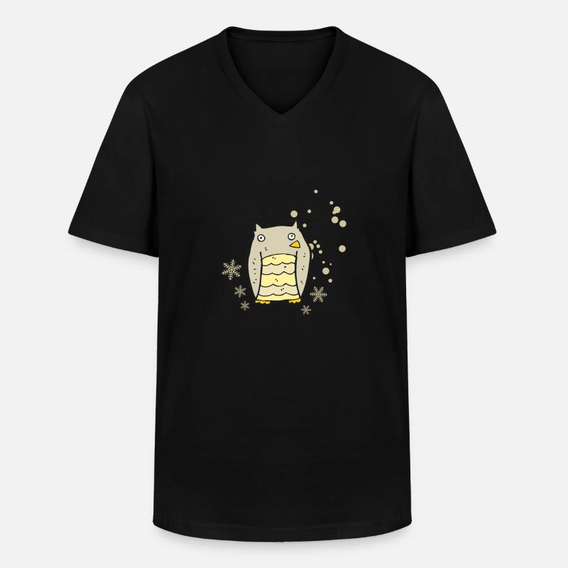 Herzige Eule mit Schneeflocken - Männer-T-Shirt mit V-Ausschnitt - Schwarz