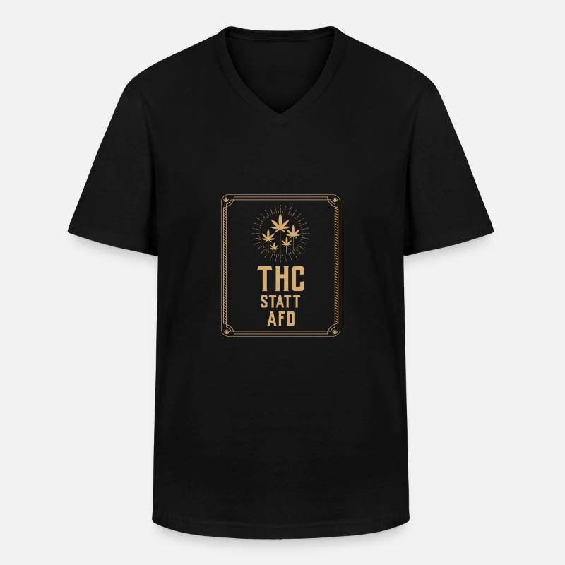 THC statt AFD - Anti-AFD Spruch - Männer-T-Shirt mit V-Ausschnitt - Schwarz
