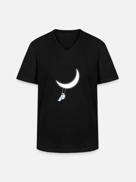 Astronaut swing moon - Men's V-Neck T-Shirt - black