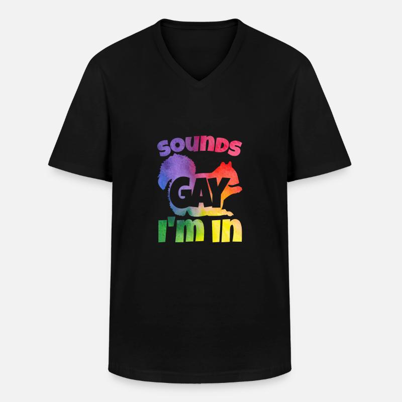 Eichhörnchen und ein Regenbogen - Männer-T-Shirt mit V-Ausschnitt - Schwarz