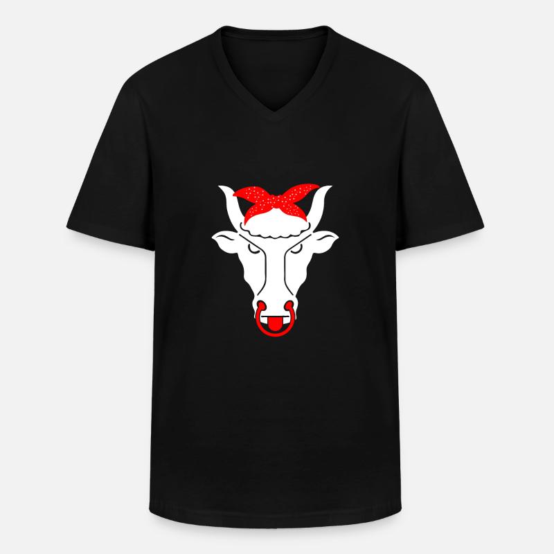 Schweizer Kuh - Männer-T-Shirt mit V-Ausschnitt - Schwarz