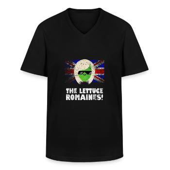 The Lettuce Romaines British Prime Minister Meme - Men's V-Neck T-Shirt - black - Front - AI Model Male 178 dark (178cm)