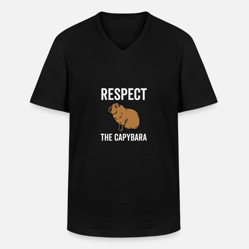 Respektiere das Capybara - Männer-T-Shirt mit V-Ausschnitt - Schwarz